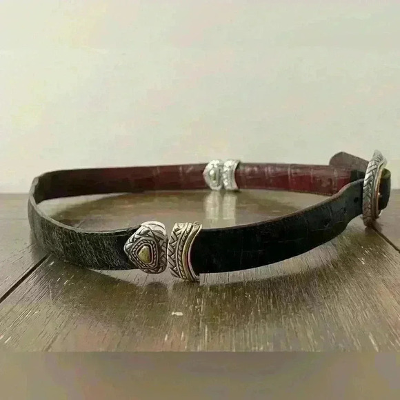 Vintage Western Leather Exotic Reversible Belt Size 28 - Picture 4 of 9